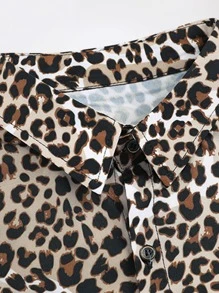 Hombres Camisa con estampado de leopardo con botón - Multicolor - Ver 6