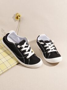 Women's Fashionable Comfortable And Versatile Lace-up Casual Sports Shoes - Black - View 1