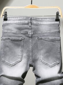 Manfinity LEGND Men Cotton Cat Whisker Washed Ripped Denim Shorts - Grey - View 6