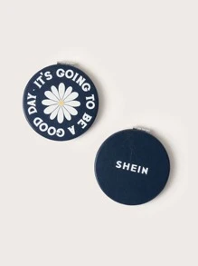 SHEIN Slogan & Daisy Print Mirror - Multicolor - View 1