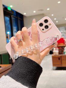 蝴蝶图案手机壳，带链条手带，兼容 15/15 Plus/15 Pro/15 Pro Max，国际版，非国内版 - 粉色 - 查看 4