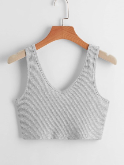 Top tank corto unicolor de canalé