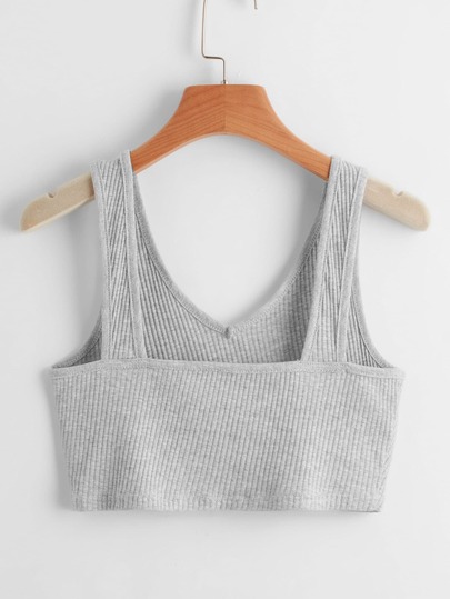 Top tank corto unicolor de canalé