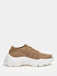 Cuccoo Lace-up Front Chunky Sneakers - Brown - View 4