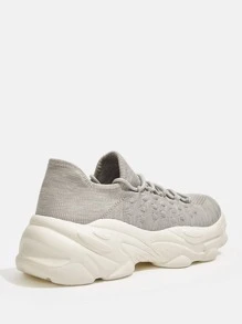 CUCCOO BASICS Lace-up Front Chunky Sneakers - Grey - View 6