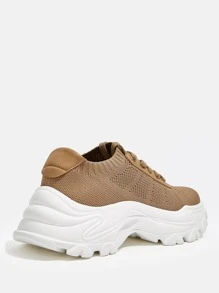 Cuccoo Lace-up Front Chunky Sneakers - Brown - View 5