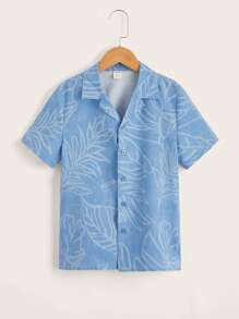 SHEIN 男孩熱帶圖案襯衫