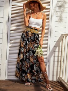 SHEIN VCAY Bộ đồ hai mảnh nữ Thắt lưng Tách cao Quần paper-bag Nhiệt đới Boho - Nhiều màu - Xem 6