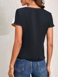 SHEIN LUNE 撞色圓領襯衫 - 彩色 - 查看 2