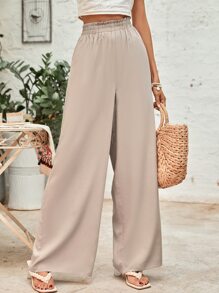 紙袋型腰闊腿褲