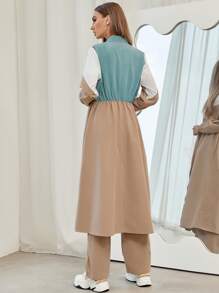 Mulvari Colour Block Baseball Collar Coat & Slant Pockets Trousers - Multicolor - View 2