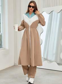 Mulvari Colour Block Baseball Collar Coat & Slant Pockets Trousers - Multicolor - View 4