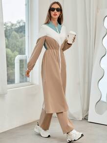 Mulvari Colour Block Baseball Collar Coat & Slant Pockets Trousers - Multicolor - View 6