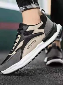 Giày thể thao nam Khối Màu Ren lên - màu đen - Xem 2