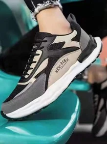 Giày thể thao nam Khối Màu Ren lên - màu đen - Xem 4