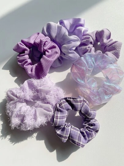 7pcs Plaid Print Scrunchie Cute,School Carnival Mardi Gras Scrunchies Hair Ties Scrunchy Hair Ties ,Hair Accessories Ponytail