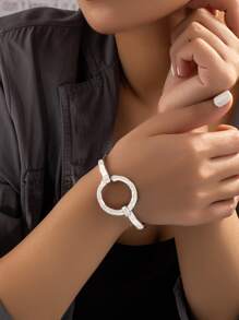 Circle Decor Bracelet - Silver - View 1
