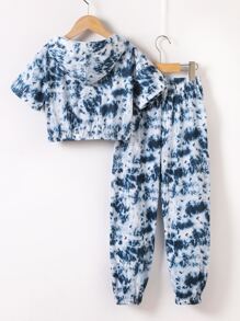 Girls Tie Dye Drop Shoulder Hoodie & Joggers - Multicolor - View 2