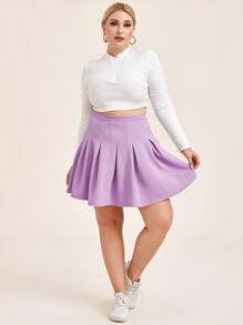 SHEIN EZwear Plus High-Rise Mini Skater Skirt