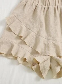Soleia Paperbag Waist Ruffle Hem Shorts