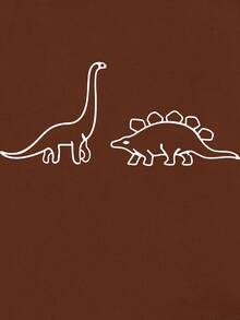 Áo thun cổ tròn in hình khủng long Áo thun họa tiết cho nữ - Cà phê nâu - Xem 3