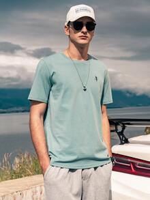 男士幾何印花T恤 - 薄荷綠 - 查看 4