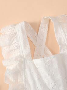 Bebé Vestido pichi ribete con fruncido schiffy con diadema - Blanco - Ver 3