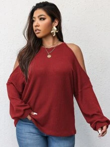 Flirla مقاس كبير تي شيرت كتف مكشوف