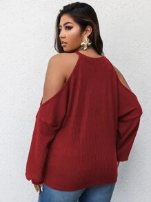 Flirla مقاس كبير تي شيرت كتف مكشوف