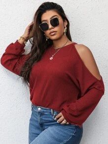 Flirla مقاس كبير تي شيرت كتف مكشوف