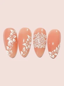 1 tấm Họa Tiết Hoa Móng Tay Nghệ Thuật Miếng Dán Miếng Dán Móng Tay DIY - trắng - Xem 2