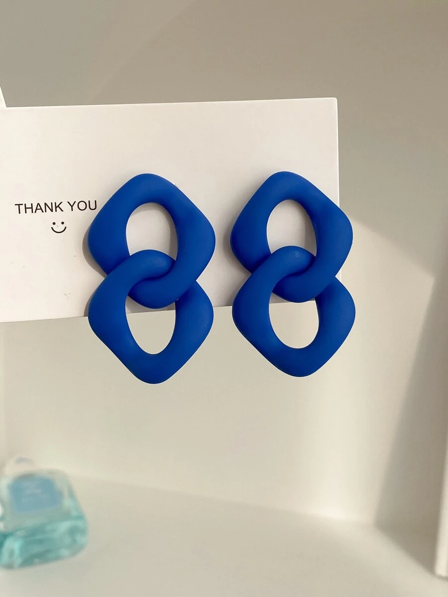 幾何耳墜 - 寶藍色 - 查看 1