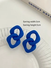 幾何耳墜 - 寶藍色 - 查看 3