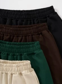 SHEIN Unity 4pcs Letter Graphic Slant Pockets Shorts - Multicolor - View 5