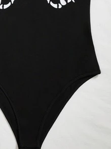 Flirla Skeleton Hand Print Tank Bodysuit