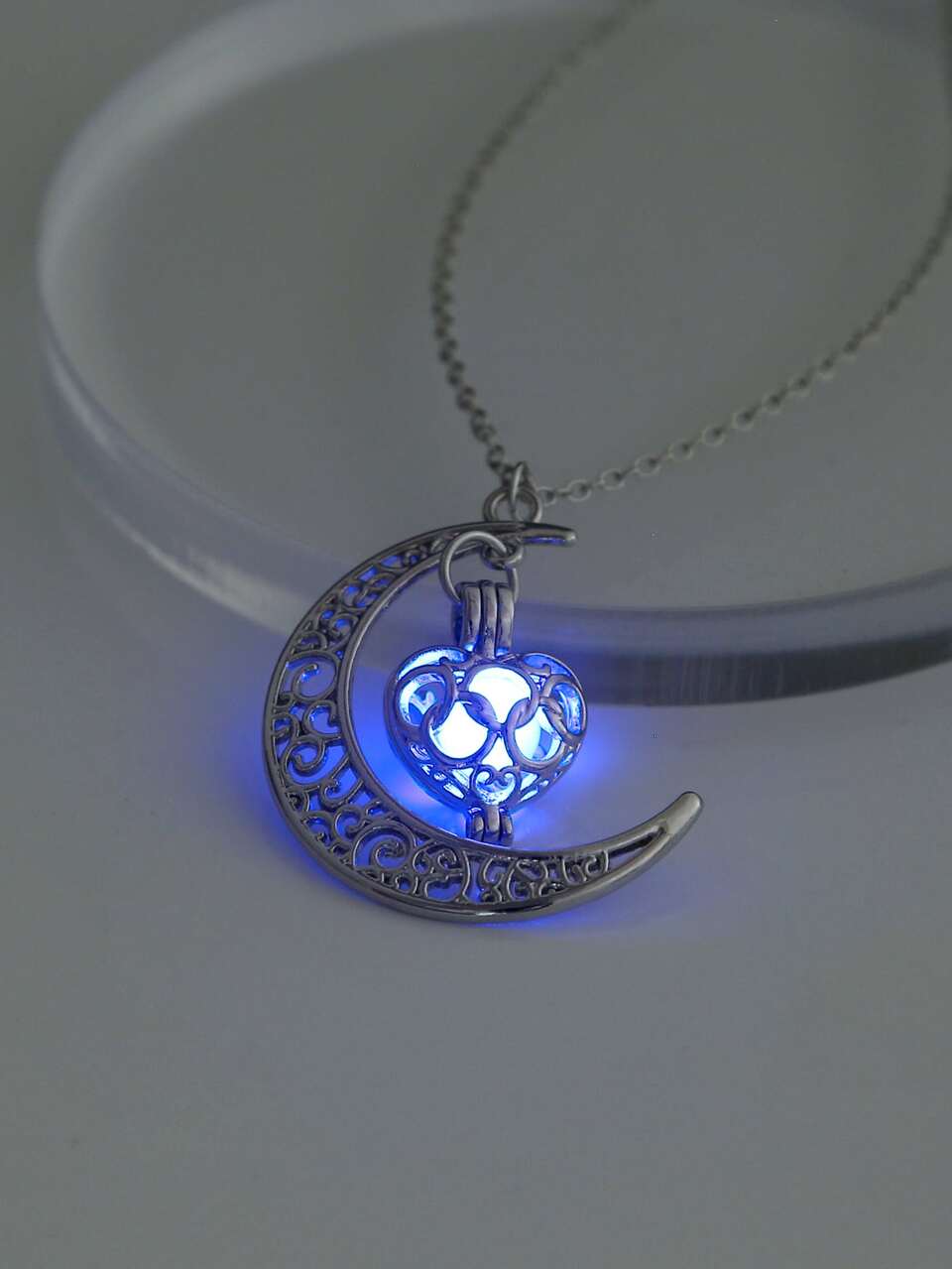Glow In The Dark Moon Pendant Necklace