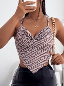 Áo hai dây Lộ Lưng Buộc lại Hình học Gợi cảm - Nhiều màu - Xem 1