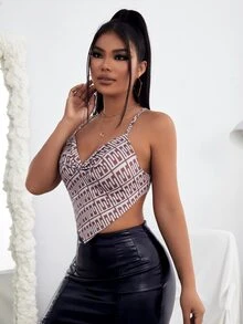 Áo hai dây Lộ Lưng Buộc lại Hình học Gợi cảm - Nhiều màu - Xem 3