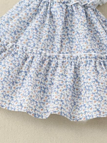 SHEIN 小女童小碎花荷葉邊連衣裙 - 彩色 - 查看 4