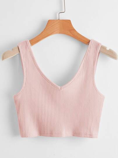 Canotte corte monocolore a costine