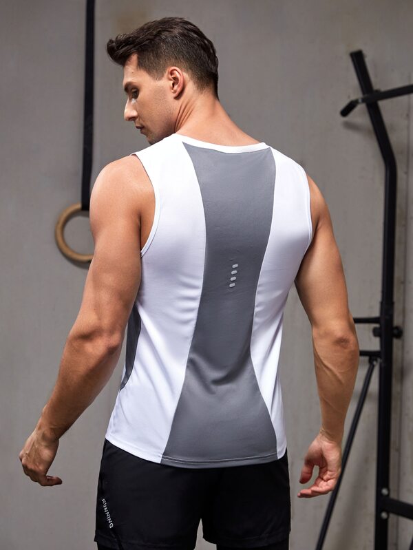Manfinity Fitness Boyfriend Style Men Two Tone Letter Graphic Sports Tank Top Compression Shirt Men