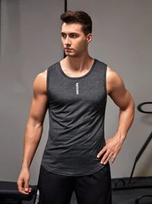 Manfinity Sport Corelite Boyfriend Style Men Letter Graphic Sports Tank Top Workout Tops Tank Top Pack Compression Shirt Men - Dark Grey - View 1