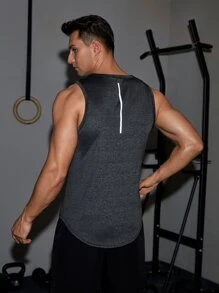 Manfinity Sport Corelite Boyfriend Style Men Letter Graphic Sports Tank Top Workout Tops Tank Top Pack Compression Shirt Men - Dark Grey - View 2