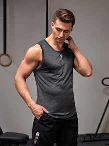 Manfinity Sport Corelite Boyfriend Style Men Letter Graphic Sports Tank Top Workout Tops Tank Top Pack Compression Shirt Men - Dark Grey - View 3