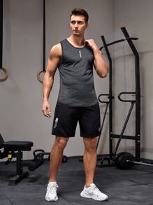 Manfinity Sport Corelite Boyfriend Style Men Letter Graphic Sports Tank Top Workout Tops Tank Top Pack Compression Shirt Men - Dark Grey - View 4