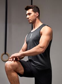 Manfinity Sport Corelite Boyfriend Style Men Letter Graphic Sports Tank Top Workout Tops Tank Top Pack Compression Shirt Men - Dark Grey - View 5