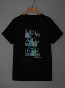 Manfinity Tops Nam Lá thư Đường phố - màu đen - Xem 1