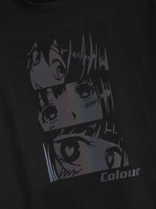 Manfinity Tops Nam Lá thư Đường phố - màu đen - Xem 3