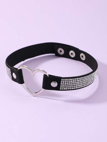 Heart & Rhinestone Decor Choker