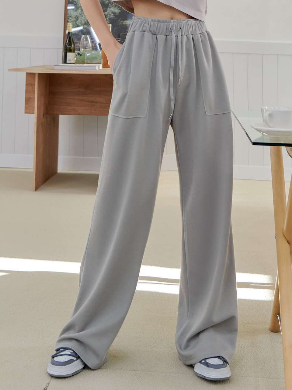 Drawstring Waist Slant Pocket Sweatpants